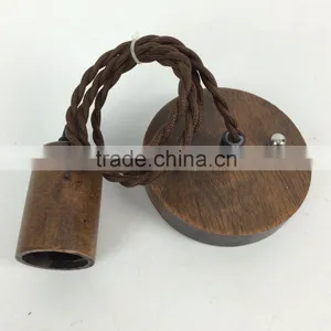 Chinese Imports Wholesale Wood Vintage Pendant Lamp With Weave Copper Wire thumbnail-1