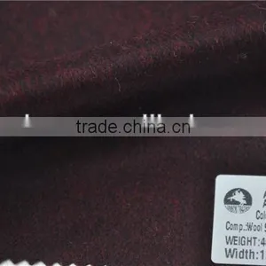 Wholesale Super Fine Woolen Wool Nylon Wine Red Tweed Fabric for Winter Coats thumbnail-1