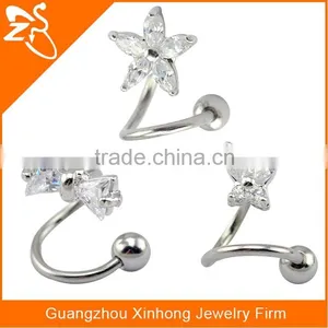 316l Stainless Steel Lip Rings Lip Jewelry With Butterfly Zircon S Bar"S"bar Unique Designs for Mouth Eyebrow Rings Helix thumbnail-1