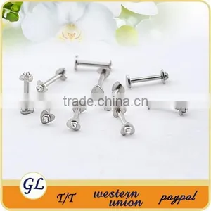 Wholesale Body Piercing Jewelry Double Jeweled Flower Labret Studs thumbnail-3