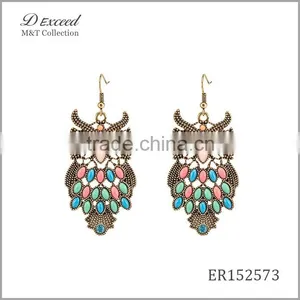 2016 Fashion Designs Women's Vintage Jewellery Earrings Bohemian Style Owl Gold/Silver Plating Drop Earrings thumbnail-4
