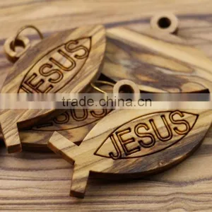Olive Wood Jewelry St. Peter Fish Pendant thumbnail-1