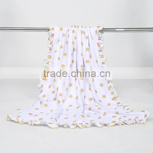 White With Gold Dots Minky Baby Blankets Super Soft and Beyond Adorable Blankets thumbnail-1