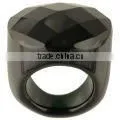 Natural Nice Cutting Faceted Black Agate Finger Ring thumbnail-1