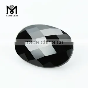 Synthetic 10x14MM Oval Loose Cheap Faceted Black Spinel Gemstone thumbnail-2