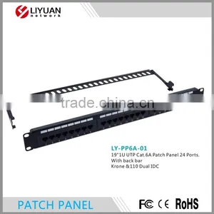 LY-PP6A-01 Standard Low Cost Rack Mount UTP/FTP Cat5e Cat6 Cat6a RJ45 Patch Panel thumbnail-1