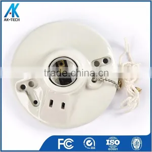Electronic Lamp Holder Ceramic E27 Ceiling Light Base Wire Switch thumbnail-3