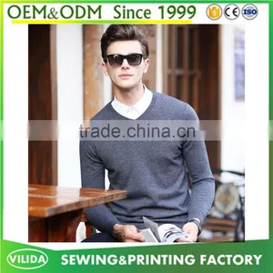 Custom Winter Mens 100% Woolen Knitted Sweater New Design V Neck Blank Knitted Sweater thumbnail-4