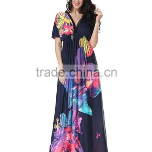 Hot Sey V Collar Beach Resort Beach Dress Code Plus Silk Dress in Summe thumbnail-6