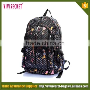 Manufacturer Promotional Cheap Nylon Fabric Dot Printing School Girls Backbag thumbnail-2