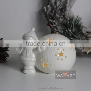 Electric Ceramic Snowman and Snowball Christmas Decoration thumbnail-2