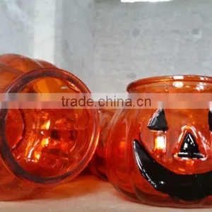 Pumpking Shaped Glass Candle Jars for Halloween thumbnail-1