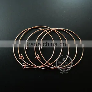 55mm Diameter Brass Rose Gold Plated Simple Wiring Bracelet for Beading DIY Jewelry Supplies 1900106 thumbnail-1