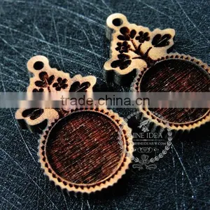 16mm Setting Size Vintage Style Natual Log Wood Bezel Tree Plant Round Pendant Setting DIY Findings Supplies 1411141 thumbnail-3