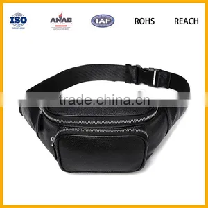 Black PU Leather Hiking Traveling Waist Purse Bag thumbnail-1