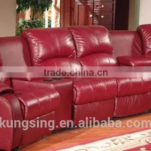 Lazy Boy Red Leather Home Theater Recliner Sofa thumbnail-1