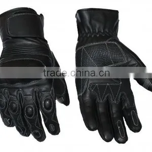 Black Men Leather Motorcycle Gloves thumbnail-1