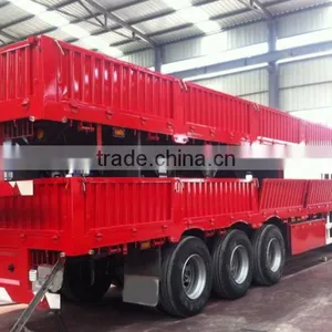 2016 Tri-Axle 50ton 40Feet Flat Bed Side Wall Cargo Truck Semi Trailer For Sale thumbnail-2