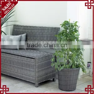 S&D Cheap& High Quality New Style PE Blow Molding Round Grey Wicker Laxury Rattan Plastic Flower Pot / Planter thumbnail-1