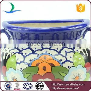 YSfp0010-02 Handprint Ceramic Modern Flower Pot With Ear Handle thumbnail-3