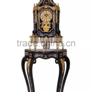 Home Decortive Brass Inlaid Clock With Wooden Chest of Drawers, Antique Table Clock With Cabinet, Gold & Red Antique Floor Clock thumbnail-3