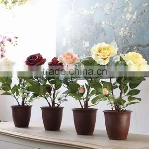 Home Desktop Decor Silk Flowers Suit Artificial Rose Bonsai thumbnail-1