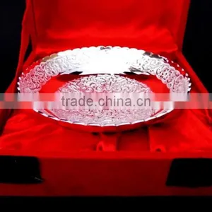 Promotional Gift, Corporate Gift, New Year 2015 Gift Beautiful Silver Plated Brass Bowl thumbnail-3