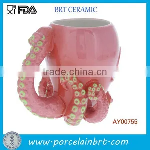 Pink Ceramic 3D Octopus Mug With Tentacle Handle thumbnail-3