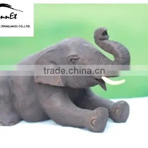 Wood Carved Elephant From Thailand thumbnail-1