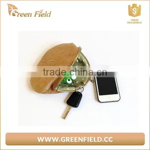 Vegan Leather Cork Coin Purse Keychain Coins Wallet thumbnail-1