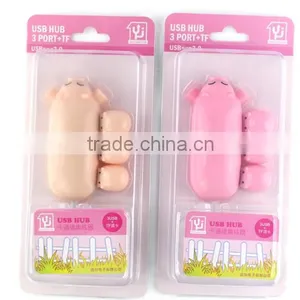 New Arrival Lovely Cartoon Pig Design 3 Port USB Hub 2.0 USB Interface Promotion Gift Choice Present With Card Reader Function thumbnail-6
