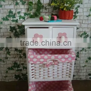 Bedside Cabinet Europe Style White Laundry Cabinet With Pink Drawers Cute Wooden White Wicker Cabinet thumbnail-3
