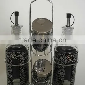 Hot Selling Spraying Plastic Cylinder Glass Oil and Vinegar Bottle Set thumbnail-1