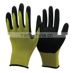 NMSAFETY 13 Gauge Hi-Viz En388 Sandy Finish Nitrile Coated Hand Safety Gloves thumbnail-1