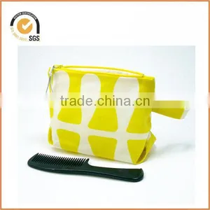 Waxed Canvas Cosmetic/Toiletry Zipper Pouch (Yellow and White) By Chiqun Dongguan CQ-H01097 thumbnail-1