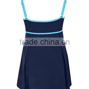 Backless Swimsuit Wholesale Women Ladies Bandeau Color Contrast Swimdress One Piece Bathing Suit High Waisted Swimsuit thumbnail-4