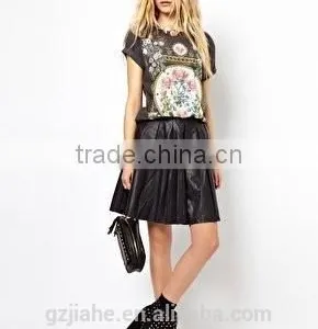 Spring Summer New Fashion Women T Shirt Royal Wind Flower Print O-Neck Short-Sleeve Roll Up Hem Cotton T-Shirts Clothing thumbnail-1