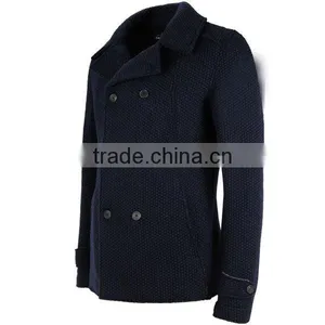 China Manufacturer Men' Clothing Apparel Winter Wool Mens Pea Coat thumbnail-3