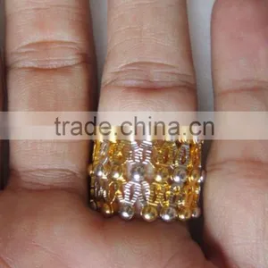 Lattice Design Magic Flexible Ring Convertible BRACELET Gold TWO Tone thumbnail-3
