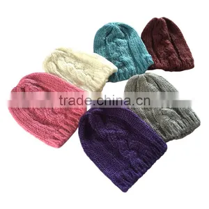 New Winter Warm Soft Double Layer Fashion Knitted Ladies Hats Cheap Majored Factory thumbnail-3