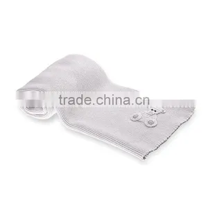 Grey Organic Cotton Baby Blanket With Crochet Little Bear thumbnail-6