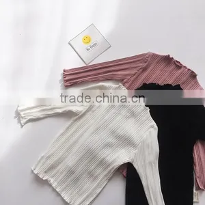 1-6 Years 2017 New Autumn Full Sleeve Good Quality Cotton Knitting Solid Color Girls Blouse thumbnail-6