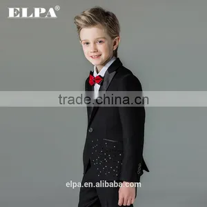 ELPA Slim Black Fancy 3 Piece Designer Kids Boys Suits thumbnail-4