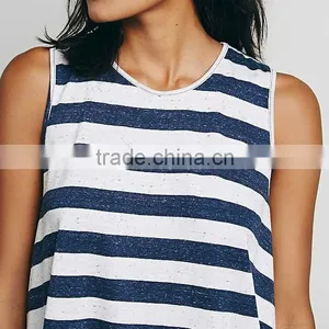 Casual Seaside Style Striped Swingy Sleeveless BEACH TUNIC DRESS 2015 Summer thumbnail-2
