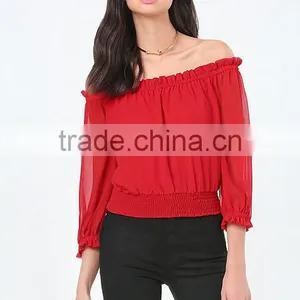 Models Long Sleeve Chiffon Blouse thumbnail-1
