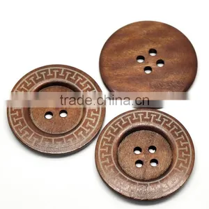 Coffee 4 Holes Big Wood Sewing Buttons for Outerwear Sweater Overcoat Clothing thumbnail-2