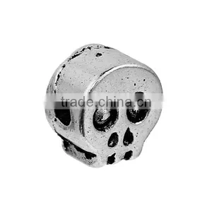 Zinc Based Alloy Halloween Spacer Beads Skull Antique Silver 7mm x 7mm thumbnail-1
