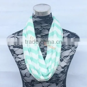 Soft Jersey Cotton Knit Chevron Zig Zag Print Infinity Cowl Scarf for Ladies New thumbnail-1