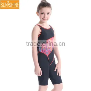 Full Brief Knee Suits One Piece Swimsuit Children Competition Swimwear thumbnail-5