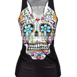 Top Fashion Simple Design Lady Horror Skull Rock T-shirt thumbnail-2